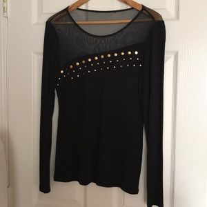 Top w/ mesh and gold metal-like dots on chest